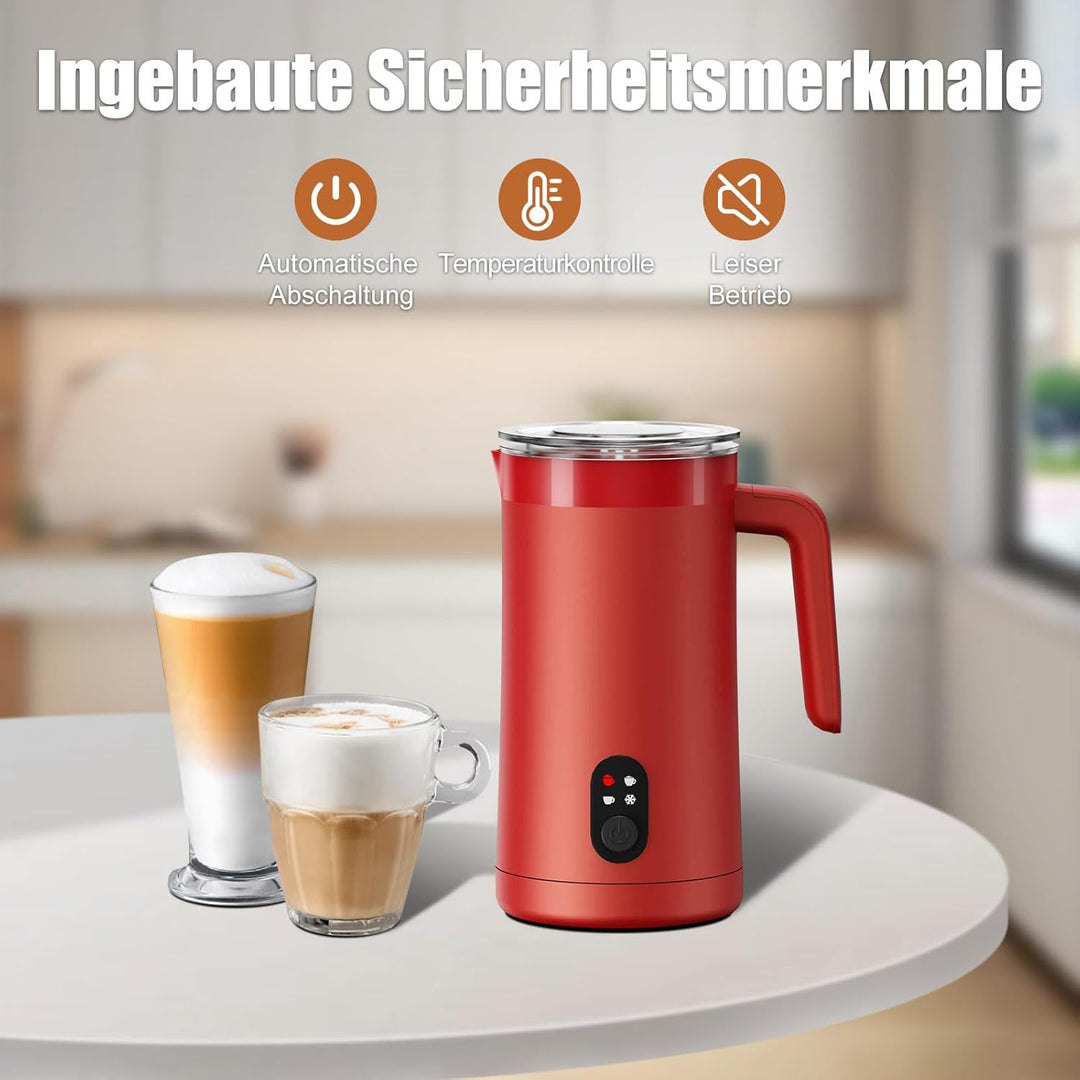 Milchaufschäumer, 400 ml Milchaufschäumer Elektrischer 4-in-1 für Heissen und Kalten Milchschaum, Au