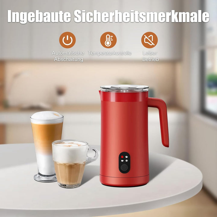 Milchaufschäumer, 400 ml Milchaufschäumer Elektrischer 4-in-1 für Heissen und Kalten Milchschaum, Au