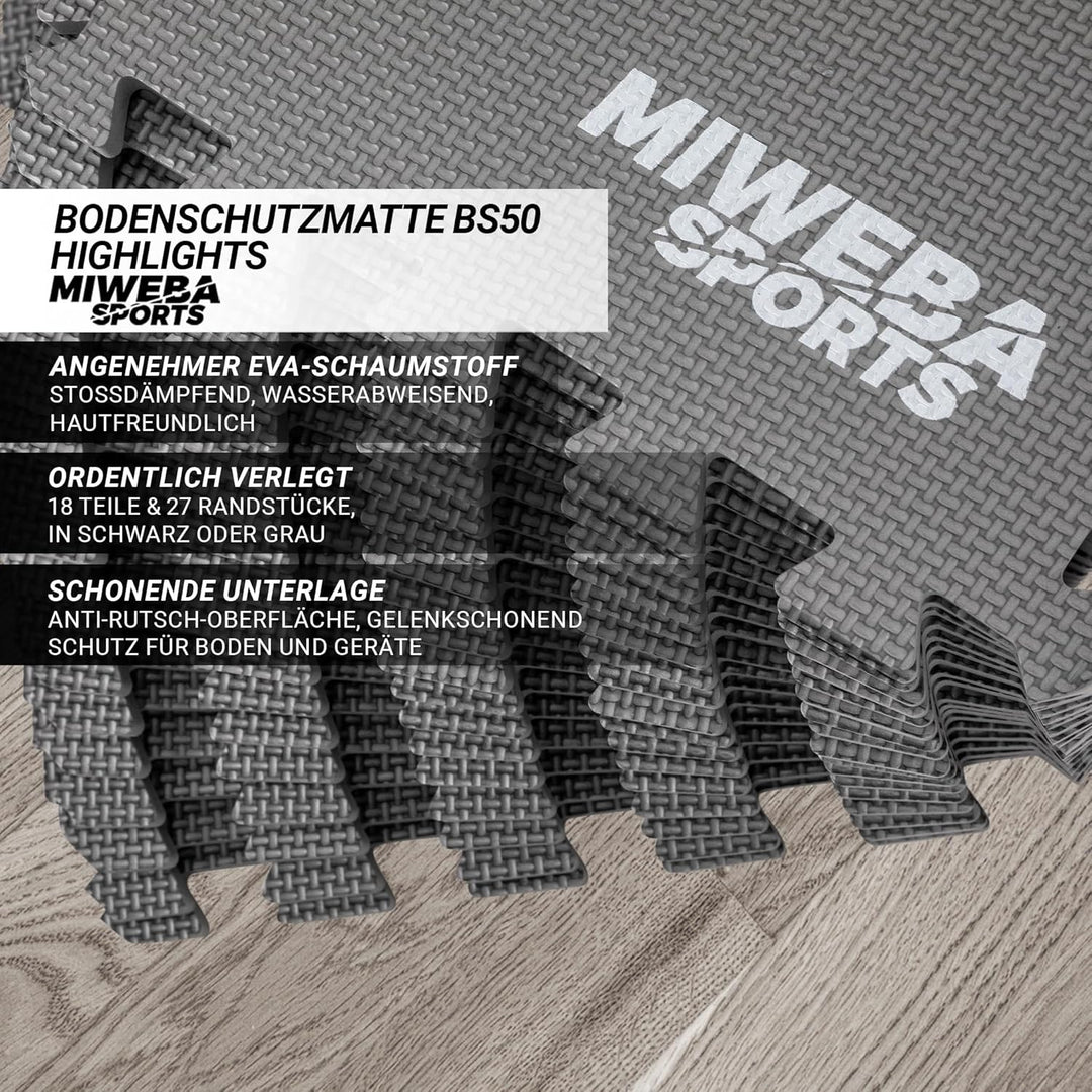 Miweba Sports Bodenschutzmatte BS50 | 8-teilig 1,7 m² - Yogamatte Gymnastikmatte Puzzlematte Fitness