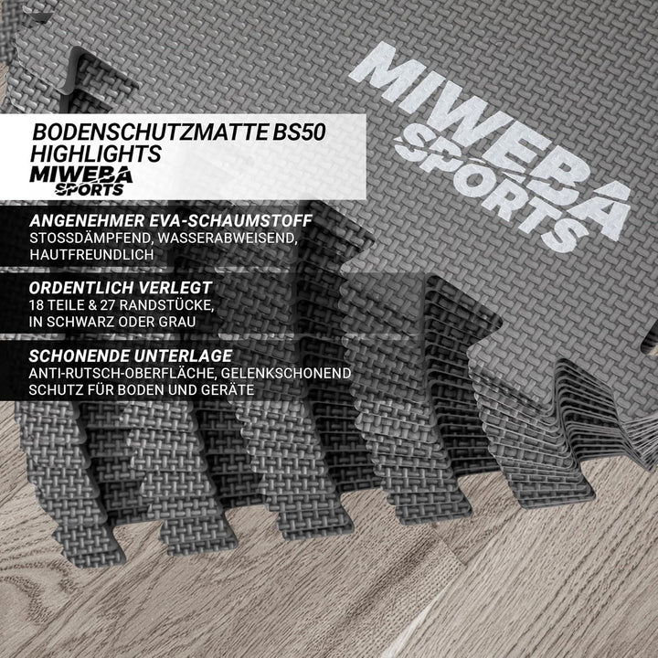 Miweba Sports Bodenschutzmatte BS50 | 8-teilig 1,7 m² - Yogamatte Gymnastikmatte Puzzlematte Fitness