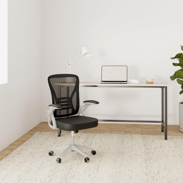 rattantree Bürostuhl mit Hochklappbaren Armlehnen, Ergonomischer Schreibtischstuhl mit Lendenwirbels