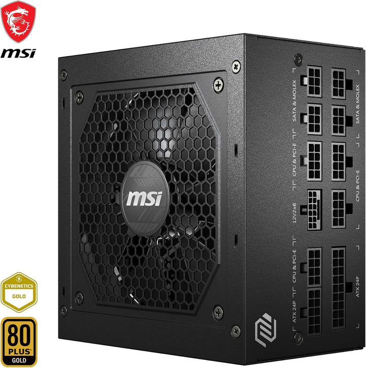 MSI MAG A850GL PCIE5 Netzteil, 850W, 80 Plus Gold, voll modular, ATX 3.0, unterstützt PCIe 5.0 GPU,