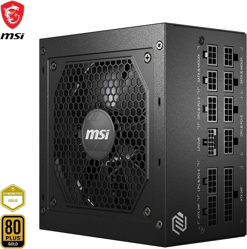 MSI MAG A850GL PCIE5 Netzteil, 850W, 80 Plus Gold, voll modular, ATX 3.0, unterstützt PCIe 5.0 GPU,