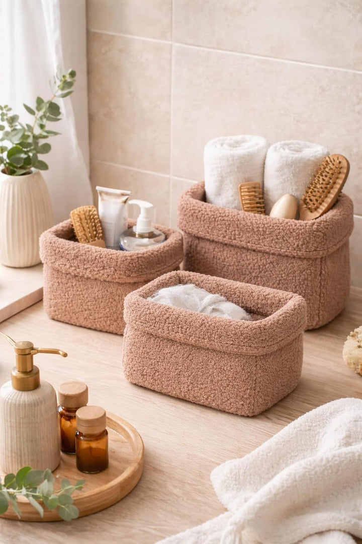 Aufbewahrungskorb Wickeltisch Baby, Körbchen Set 3 Stück, Organizer Wickelkommode, Utensilo Aufbewah