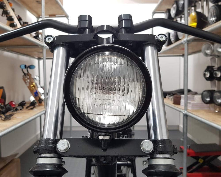 5" Frontscheinwerfer Motorrad - Schale - 12V 55W in Glanz Schwarz für Projekt Massgefertigt Fahrrad