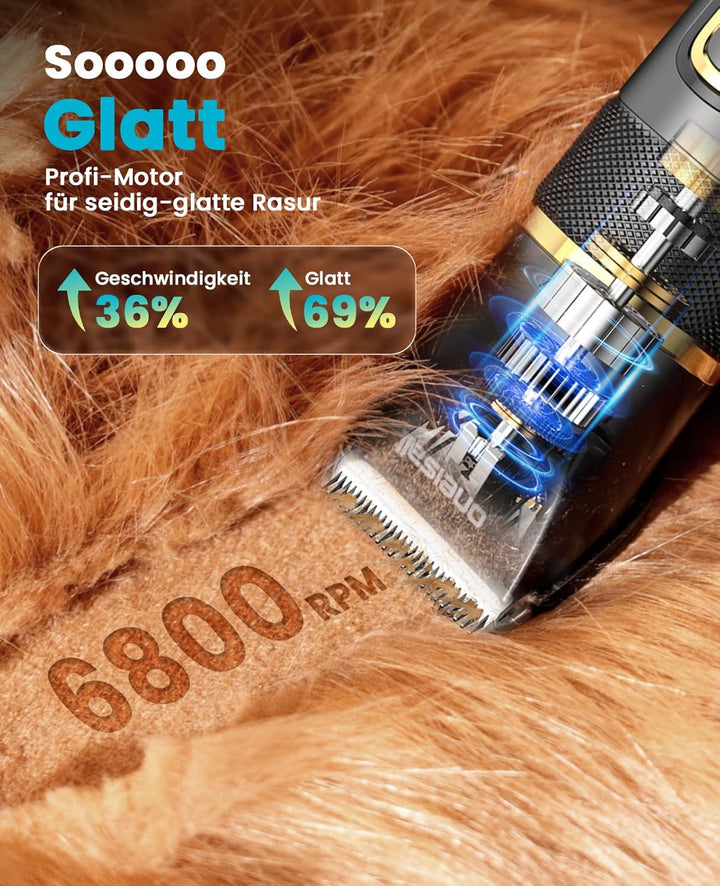 oneisall Leise Hundeschermaschine Upgrade Pro, Profi Schermaschine Hund Katze 2000mAh Wiederaufladba