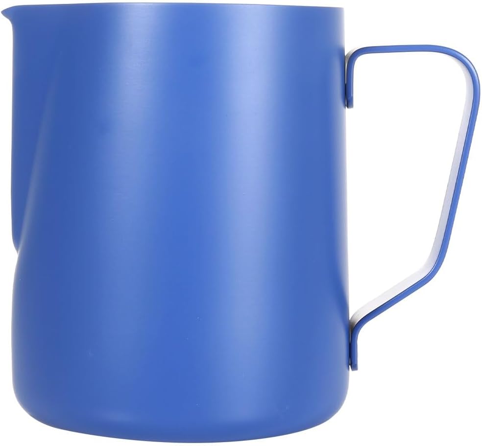 Milchaufschäumkrug – Dampfkrug aus Edelstahl für Espresso, Latte Art Tasse, Kaffee – 600 ml Dunkelbl
