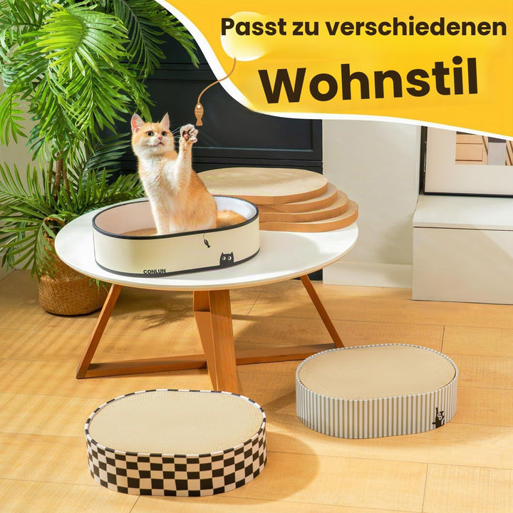 Conlun Kratzbrett Katze, Kratzbox mit 4 Katzen Kratzpappe,Wendbare Katzenkratzbretter aus Robustem W
