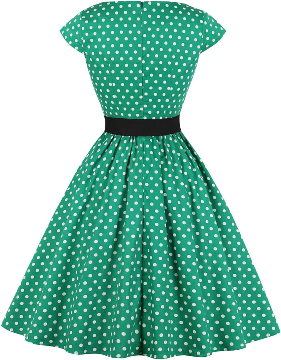 AXOE Damen Rockabilly Kleider 50er Jahre Baumwolle Gürtel S Grün, S Grün