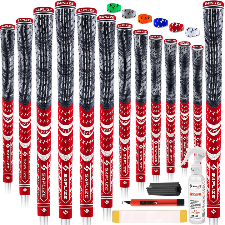 SAPLIZE Golfgriffe 13-teilig mit komplettem Umrüstsatz, Standard- / Mittelklasse, Kordelgummi, Hybri