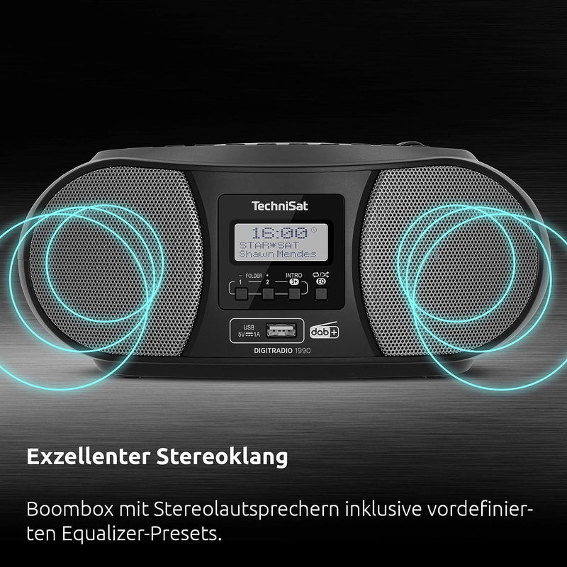 TechniSat DIGITRADIO 1990 - Stereo-Boombox mit DAB+/UKW-Radio und CD-Player (Bluetooth-Audiostreamin