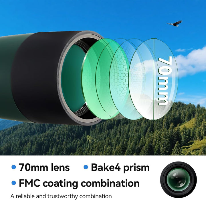 Svbony SV28 25-75x70 Spektiv mit SC002 WiFi Spektiv Kamera, Stativ, HD BAK4 Prisma FMC Handy Adapter