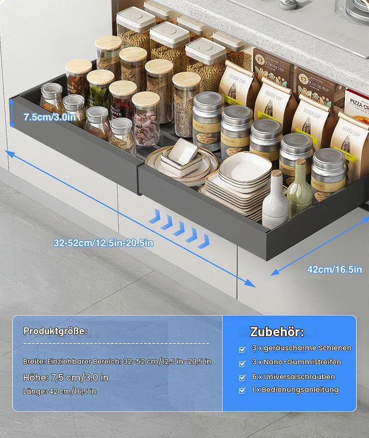 2 Ausziehbarer Schrank Organizer, Teleskopschublade Zum NachrüSten Kein Bohren Und Nageln Erforderli