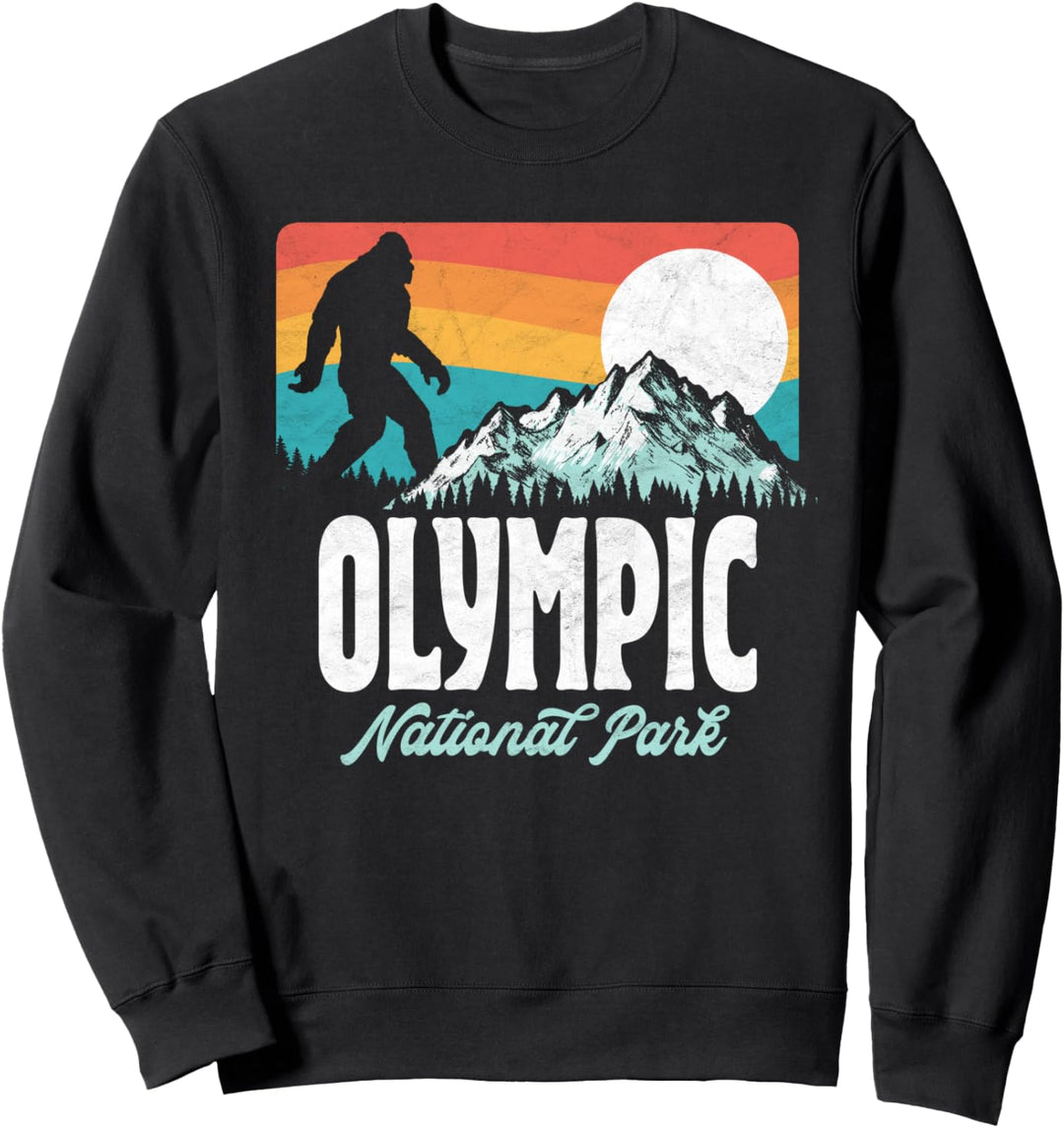Vintage Olympic National Park Bigfoot Mountains Graphic Sweatshirt
