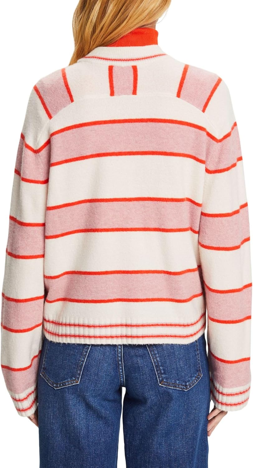 ESPRIT Gestreifter Pullover aus Wollmix XS Cream Beige, XS Cream Beige