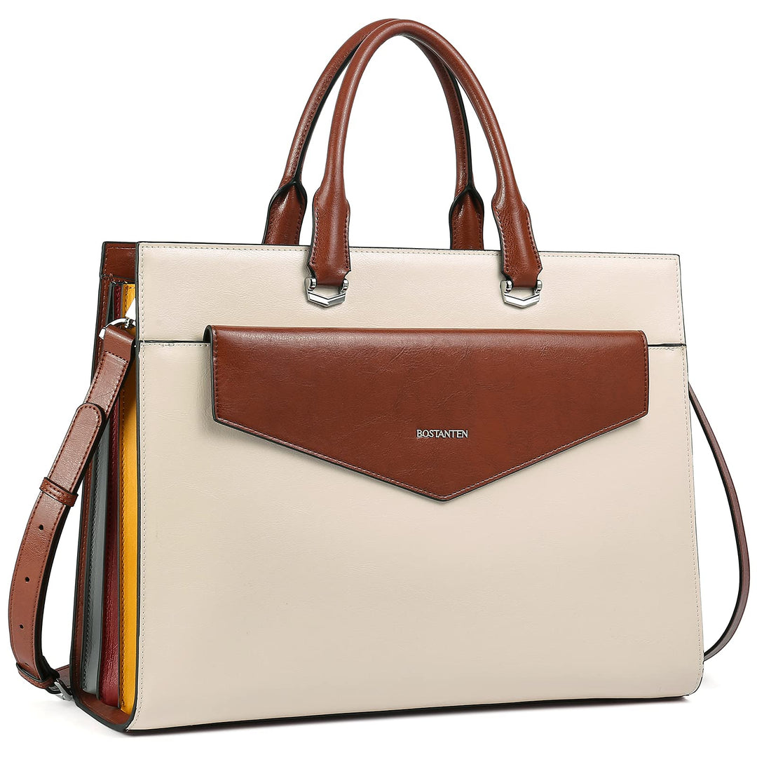 BOSTANTEN Damen Aktentaschen Leder Laptop Schultertasche 15.6 Zoll Frauen Arbeitstasche Businesstasc
