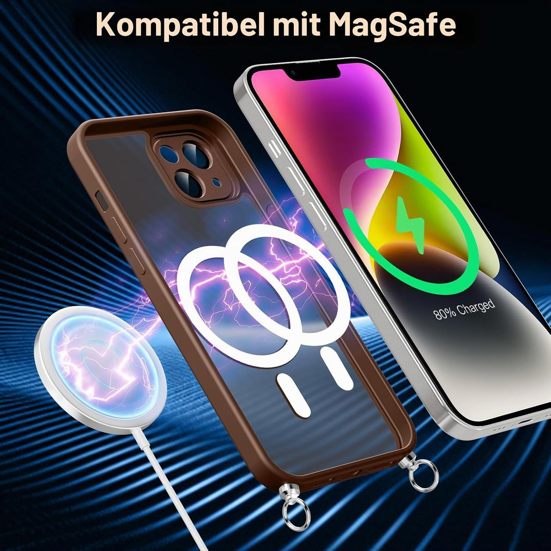 Pnakqil Magnetische Handyband mit Band für iPhone 14 Hülle -Necklace HandyHülle Durchscheinende mit