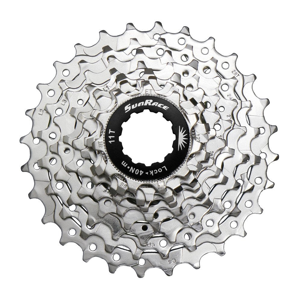 SunRace CSR91 9-Speed Nickel Plated Cassette with Alloy Lockring and Gray Spacer 9-fach, 9-fach