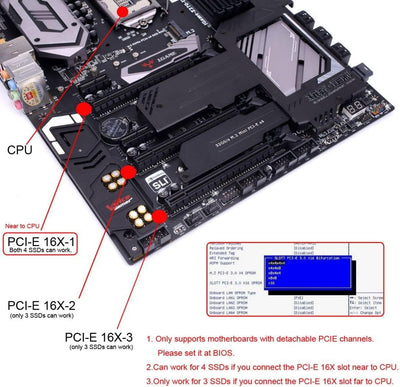 chenyang CY Vier 4X Slimline SFF-8654 X4 NVME auf PCI-Express X16 3.0 4.0 Raid Card VROC Raid0 Hyper