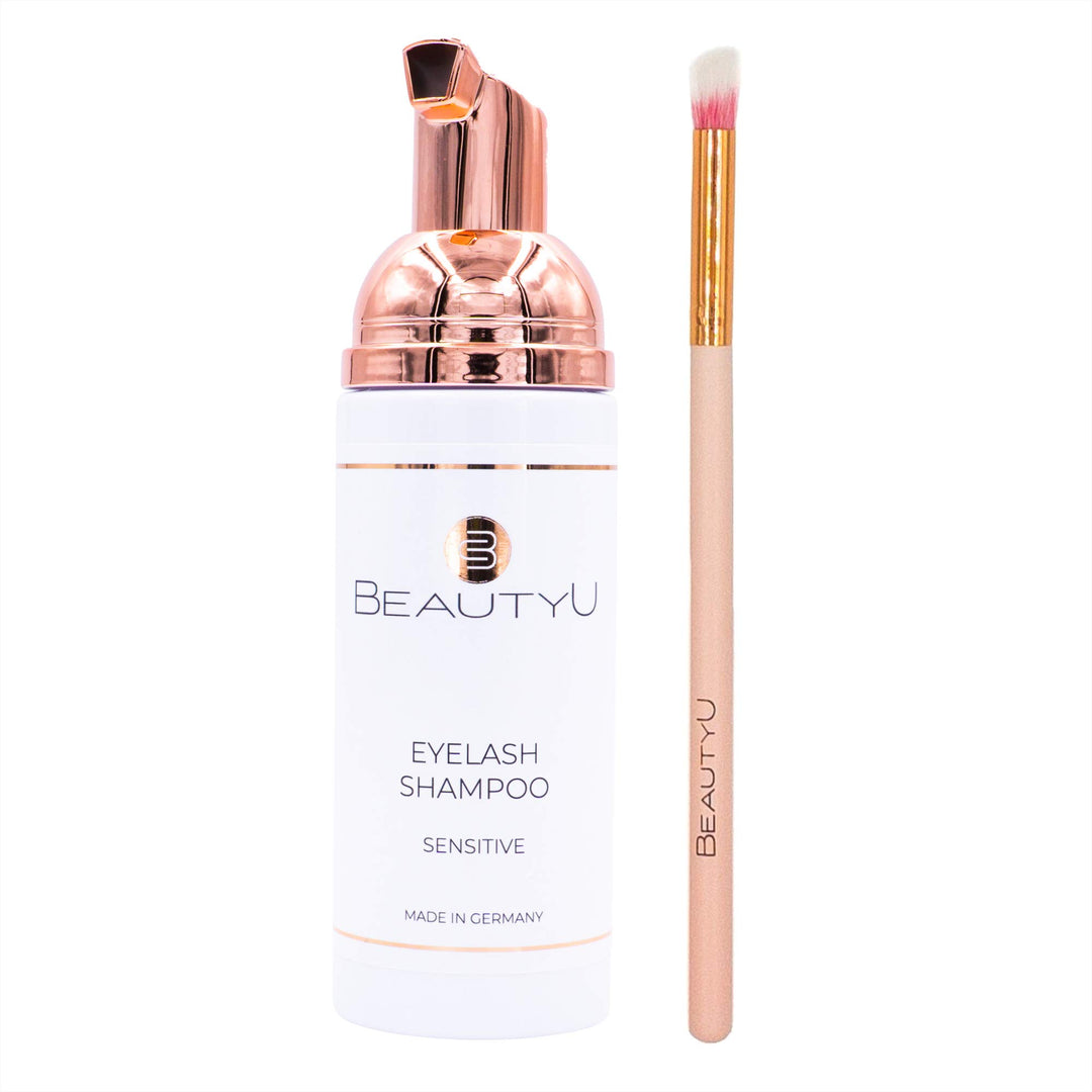 Eyelash Shampoo Sensitive mit Reinigungsbürste I Wimpernshampoo mit Allantoin & Pro-Vitamin B I Entf