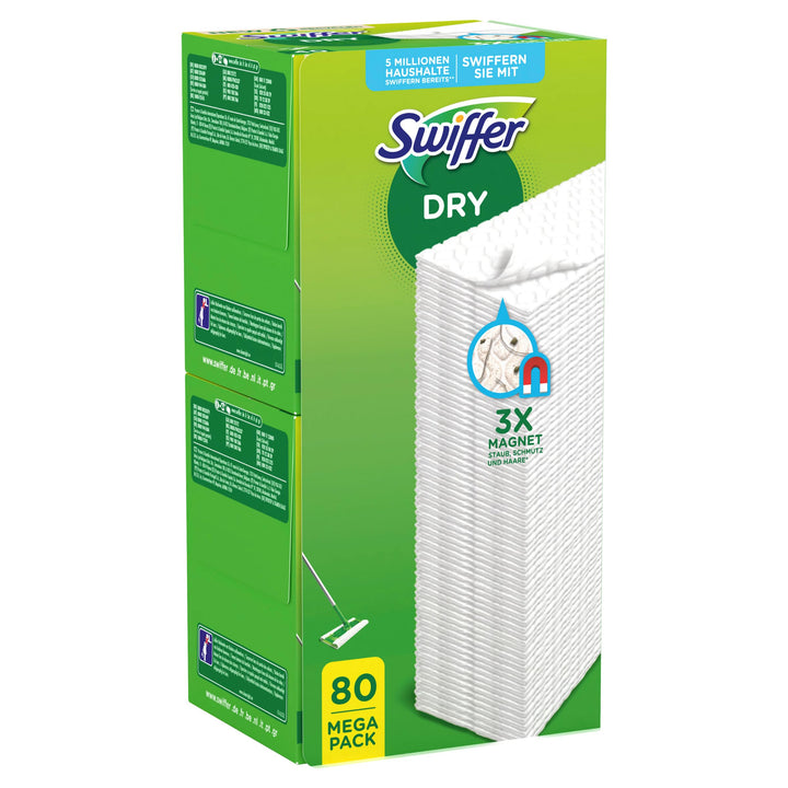 Swiffer Bodenwischer Boden Staubtücher Nachfüllpack 80 Tücher, Nimmt 3X Mehr Staub & Haare Auf Und S
