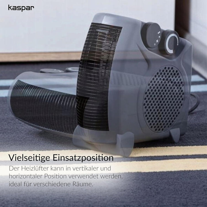 KASPAR Heizlüfter Klein Kompakt Thermoventilator Elektroheizer 1000 W 2000 W Mit Ventilatorfunktion