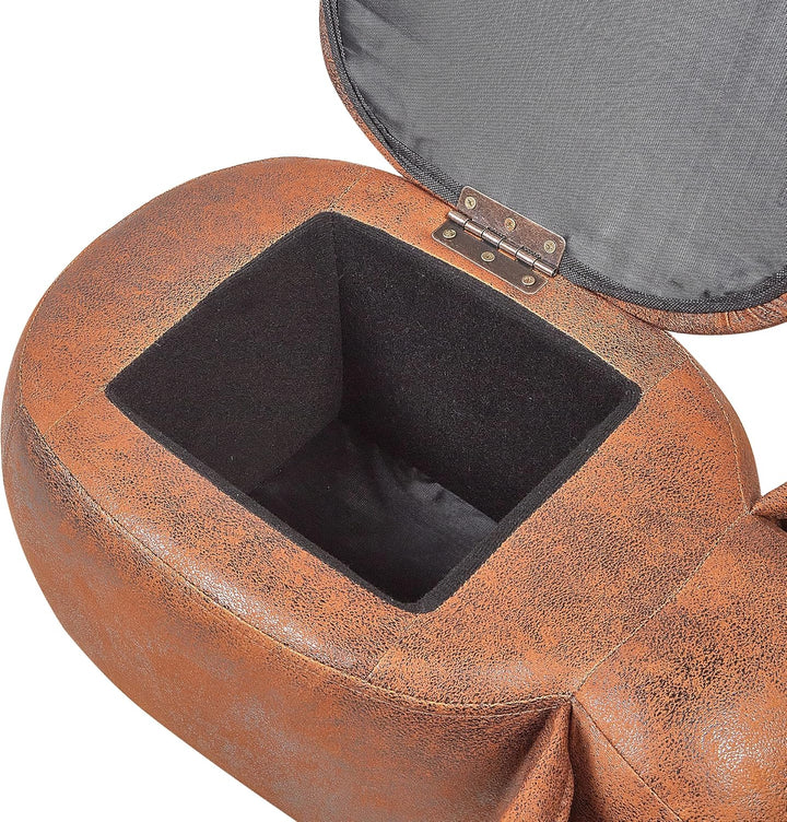 Fröhlicher Elefanten-Hocker Lederoptik mit Deckel für Kinder dunkelbraun Elephant
