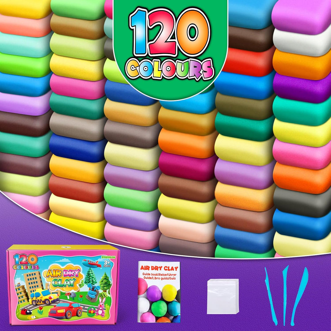 essenson Modelliermasse-Set - 120 Farben Lufttrocknende magische Knete für Kinder, Geschenk für Jung