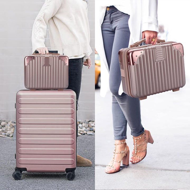 BSTKEY Tragbare Hartschalen-Kosmetik-Reisetasche, kleines Reise-Handgepäck mit Gummiband, Mini-ABS-T