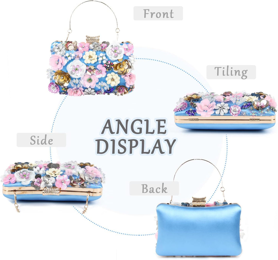 LHHMZ Damen Eleganz Blumen Abend Clutch Taschen Blumen Korn Hochzeits Einkaufstaschen Braut Schulter