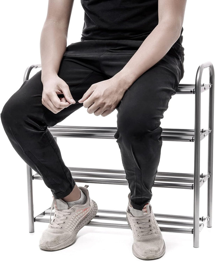 GUANJUNE 4-stufiger ausziehbarer Schuhregal-Organizer,Robustes Metallregal für bis zu 20 Paar Schuhe
