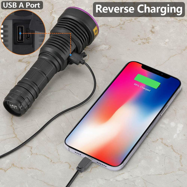Alonefire SV43 36W 365nm UV Taschenlampe USB Aufladbar Ultraviolett Schwarzlicht Haustierurin Detekt