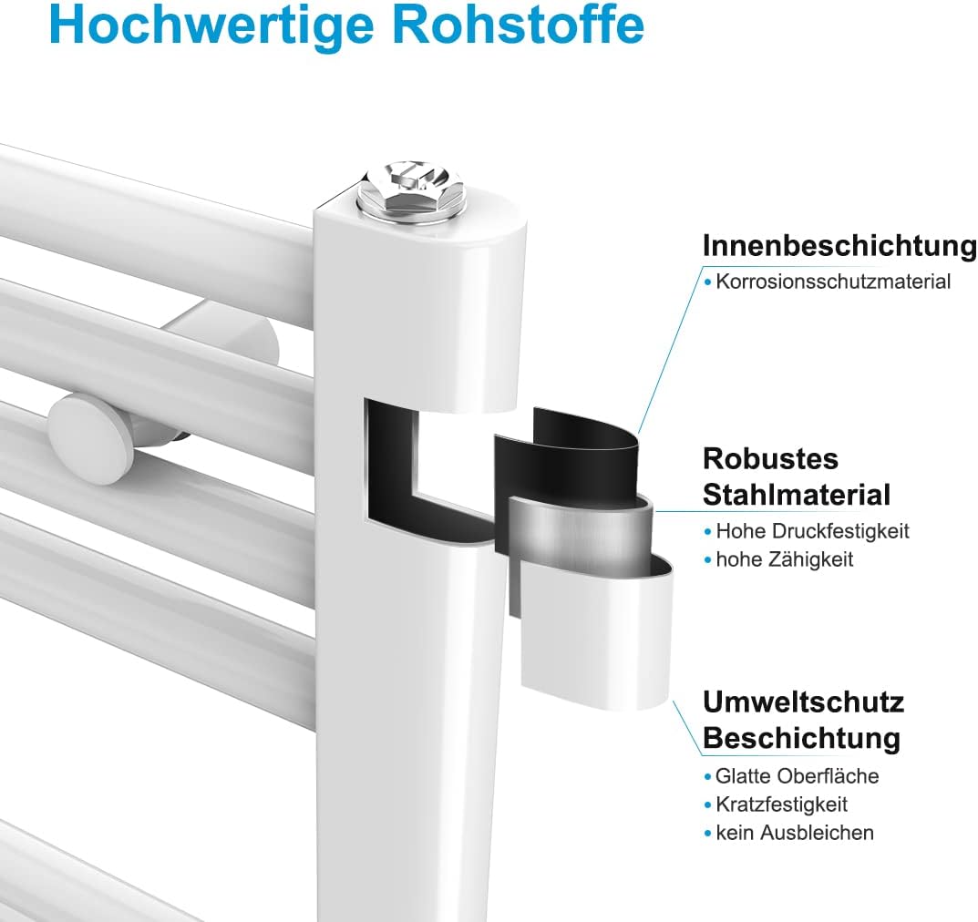 Heilmetz® Badheizkörper Elektrisch 120x60cm Handtuchwärmer heizkörper vertikal mit Timer-Funktion Ha