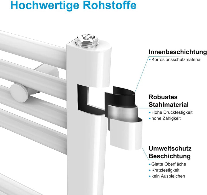 Heilmetz® Badheizkörper Elektrisch 120x60cm Handtuchwärmer heizkörper vertikal mit Timer-Funktion Ha