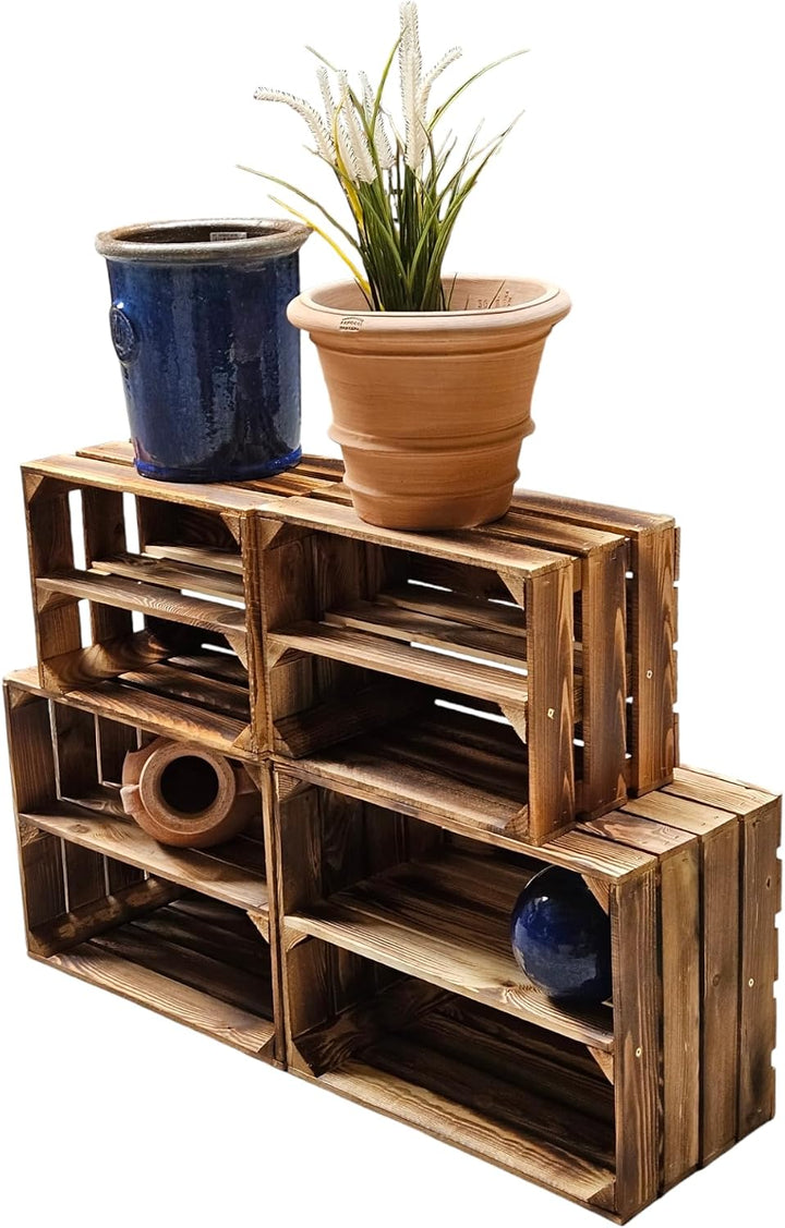 Teramico Vintage Obstkisten Geflammt |Weinkisten &amp; Holzkisten| Ideal für Möbelbau DIY und Dekoration