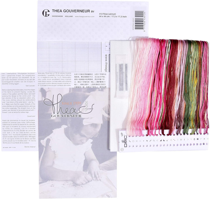 Thea Gouverneur - Kreuzstich-Set - Rosa Leersum - Aida - 18 Count - Für Erwachsene - 412A 412A White