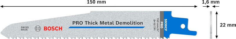 Bosch Professional 25 Stück Säbelsägeblatt S 930 CF Endurance for Heavy Metal (für Metall, 150 x 22