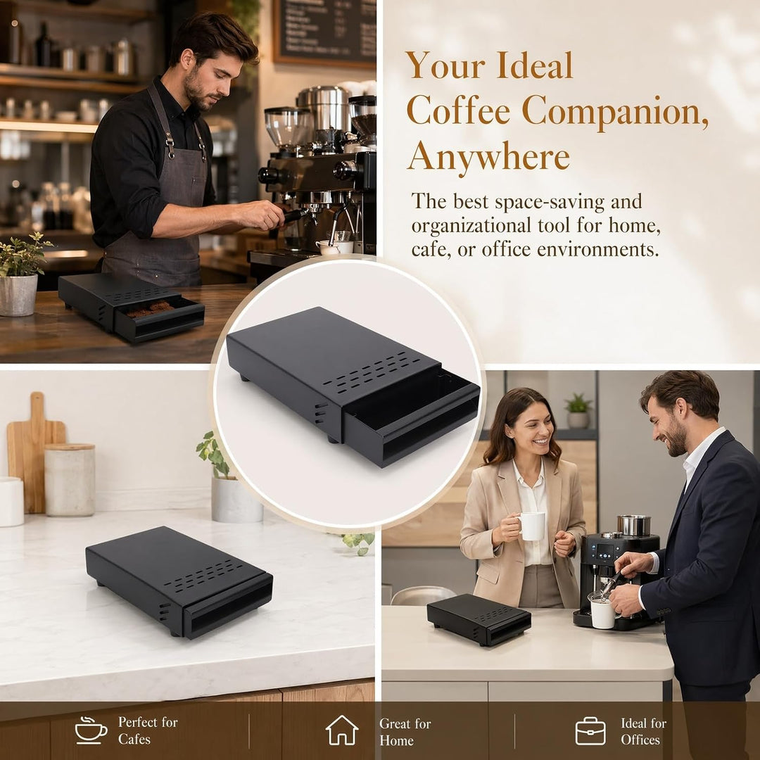 Kaffee-Klopfbox-Schublade aus Edelstahl mit Abnehmbarer Klopfstange, Espresso Abklopfbehälter für Si