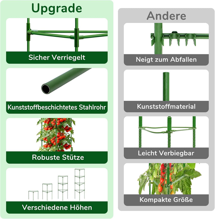 ZeeDix Tomaten Rankhilfe 6 Stück,165cm Stabile Pflanzen Rankhilfe | Höhenverstellbare Rankhilfe für