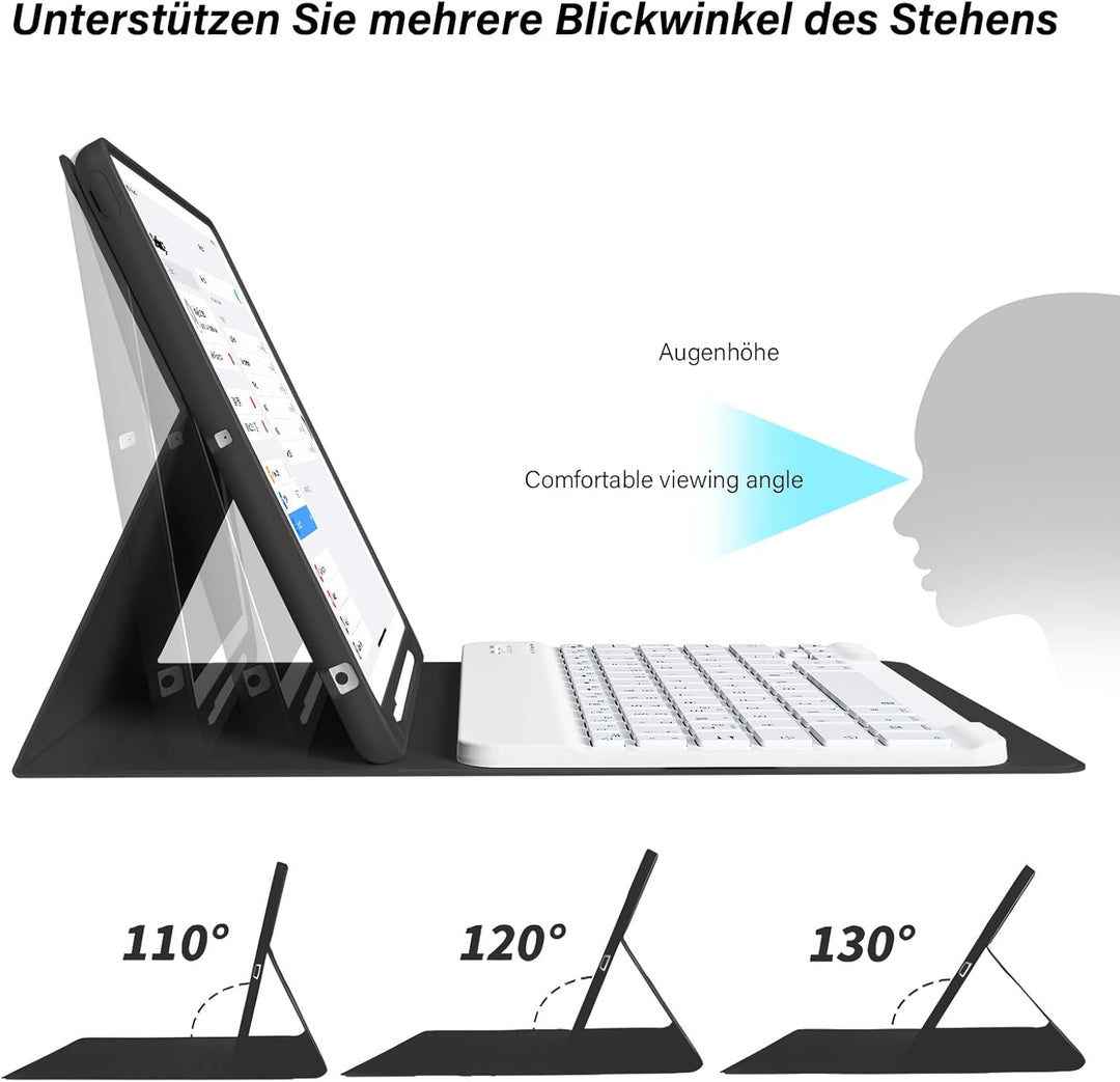 Tastatur Hülle für iPad 10.2 Zoll (9./8./7. Generation - 2021/2020/2019), Soft TPU Rückseite Gehäuse