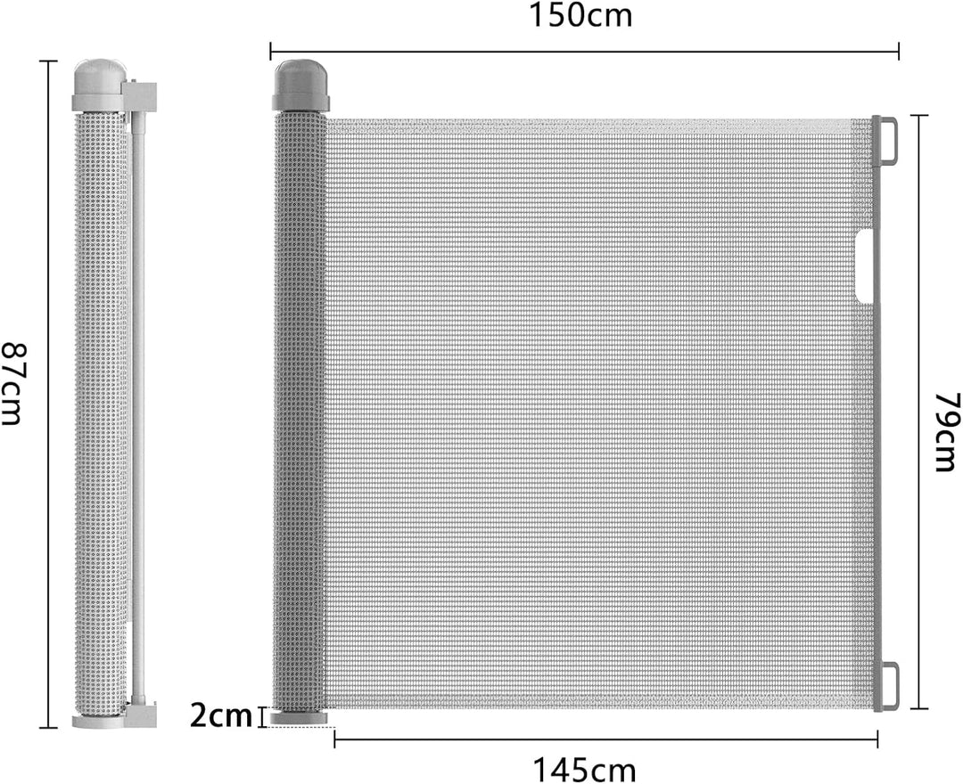 Treppenschutzgitter 0-150cm (Grau)– Ausziehbar mit Doppelverriegelung, GS/TÜV-geprüftes Türgitter fü