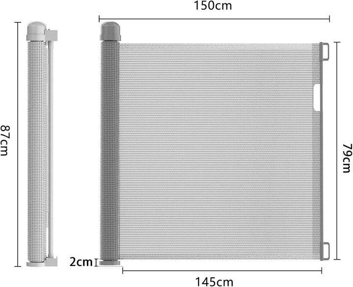 Treppenschutzgitter 0-150cm (Grau)– Ausziehbar mit Doppelverriegelung, GS/TÜV-geprüftes Türgitter fü