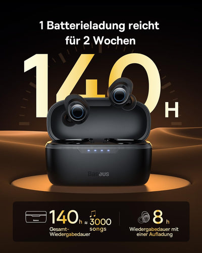 Baseus Bluetooth Kopfhörer Kabellos mit -48dB Hybride Aktive Geräuschunterdrückung, 140 Std. Wiederg