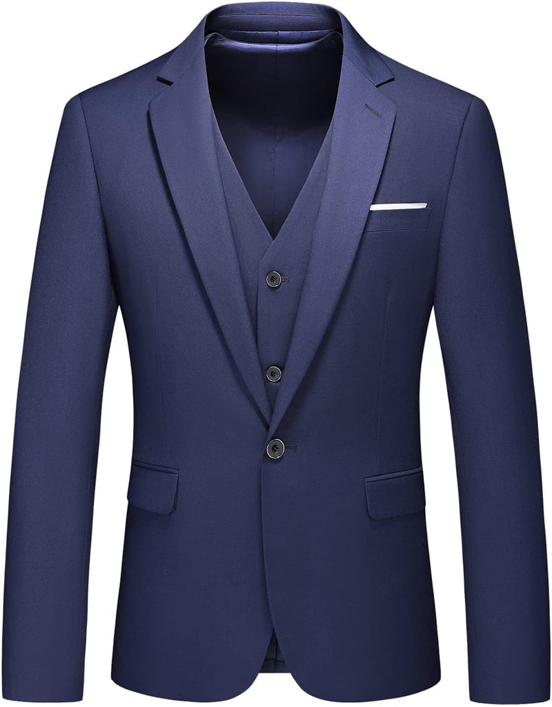 KUDMOL Herren 3-Stücke Anzug Business EIN Knopf Smoking Anzug für Männer Smoking Klassische Blazer W