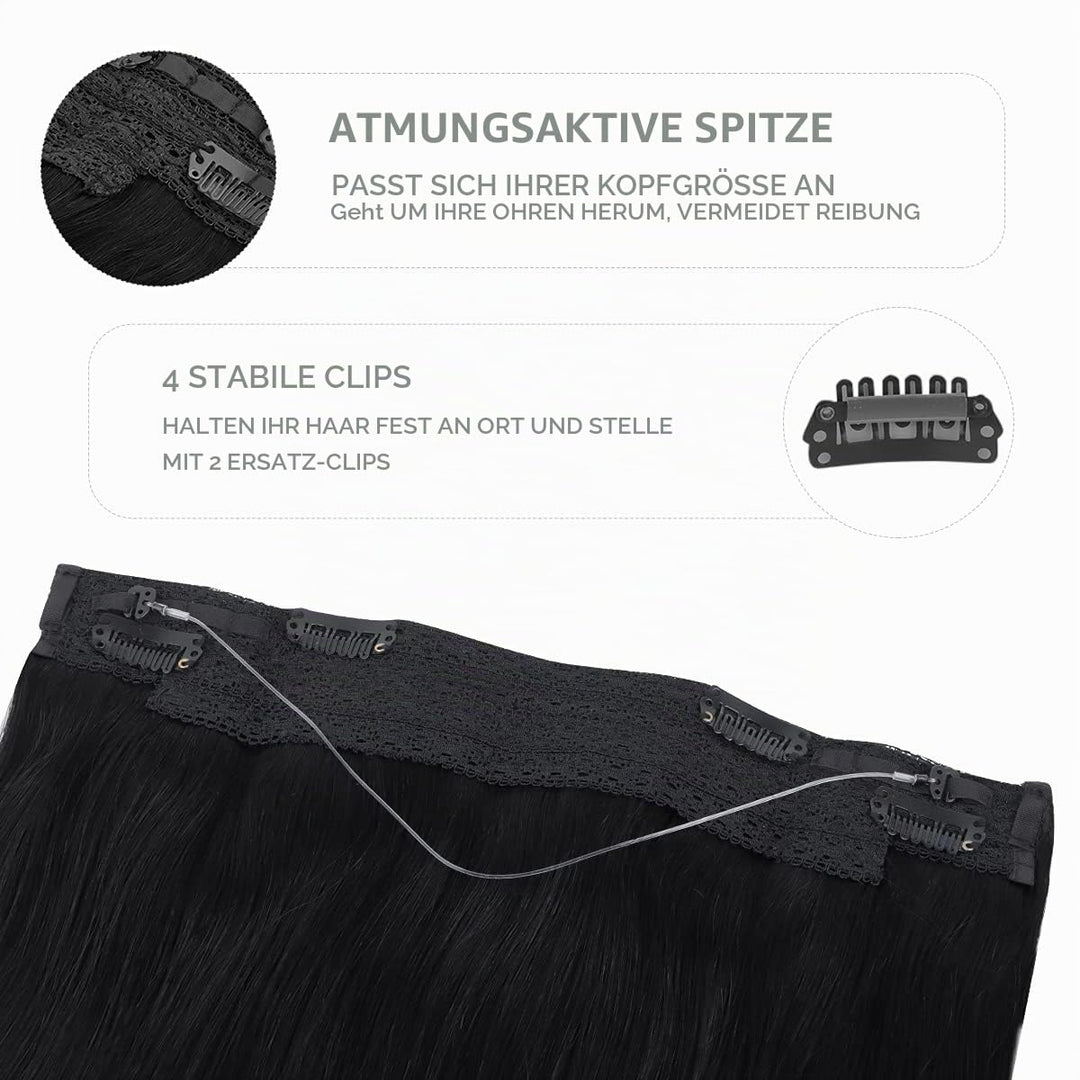WENNALIFE Secret Hair Extensions Echthaar, 50cm 20 Inch 110g Tief Schwarz Remy Haarverlängerung Echt
