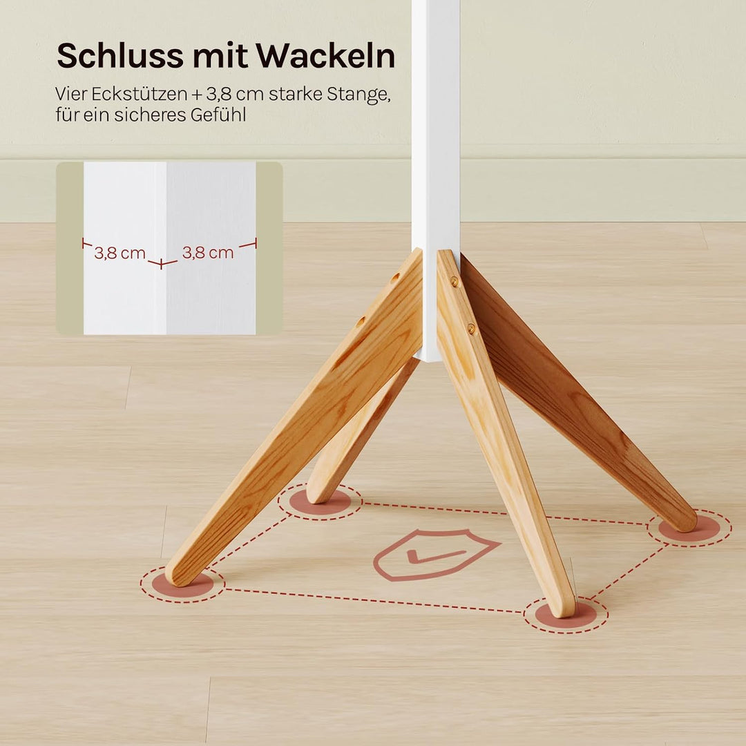 WOLTU Kleiderständer mit 8 Haken, Garderobenständer aus Massive Holz, Baumförmige Garderobe, Hängere
