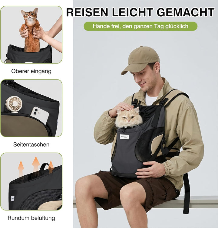 ALLSOPETS Hundetragerucksack, Tragbarer Haustiertragerucksack für Katzen Hunde Welpen, Integrierter