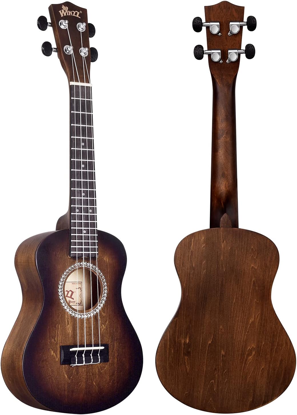 Winzz Ukulele Konzert 23 Zoll Braun, Ukulele Anfänger Set für Erwachsene Kinder, Einzigartiges Farbd