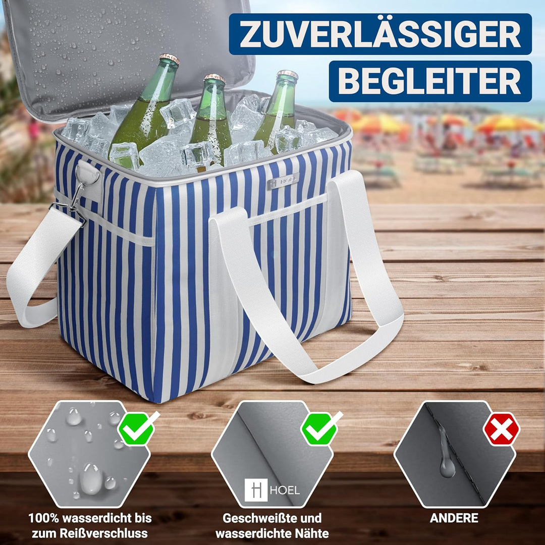 HOEL Kühltasche gross 20L &amp; 30L faltbar - Isolierte Thermotasche - Lunchtasche wasserdicht &amp; auslauf