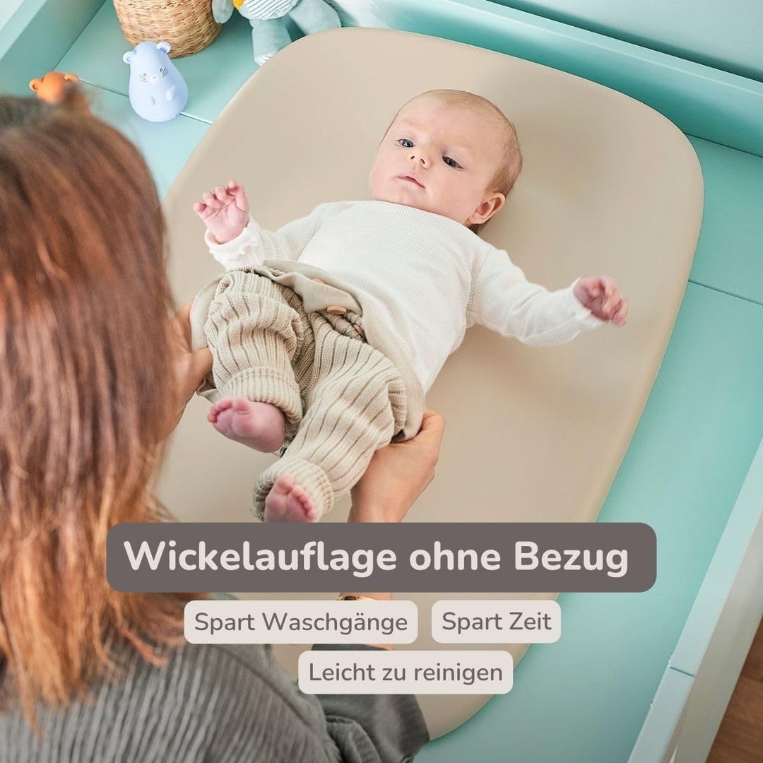 Nattou Wickelmatte aus weichem PU-Schaum, Abwaschbare Wickelauflage, Ca. 50 x 70 cm, Softy, Beige, B